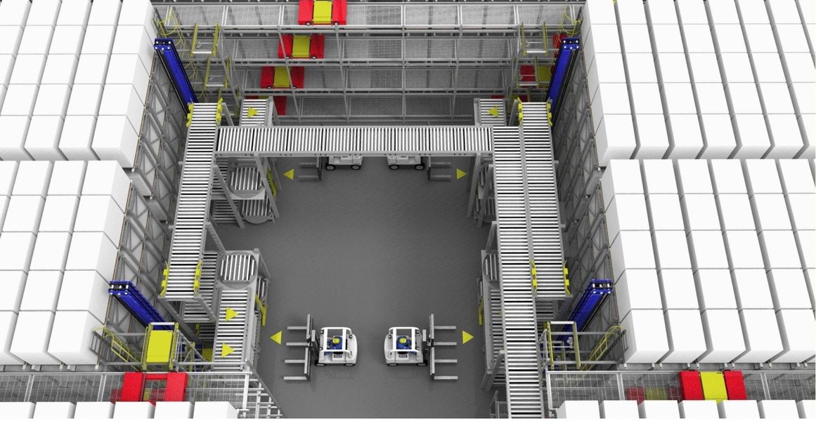 Double Column ASRS Pallet Stacker For Automatic Racking System